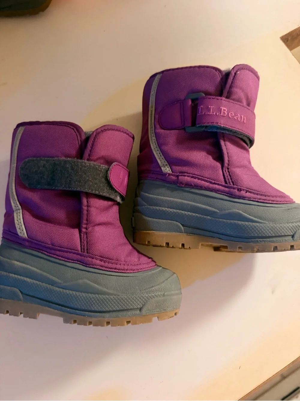 L.L. Bean Kids Purple and Gray Winter Rain Boots
